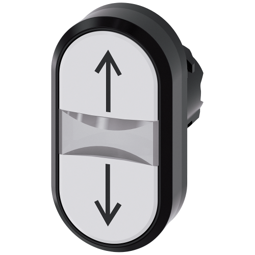 Twin pushbutton, 22 mm, round, plastic, white: arrow pointing up, white: arrow pointing down, pushbu