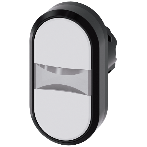 Illuminated twin pushbutton, 22 mm, round, plastic, white, white, Pushbuttons, flat, with laser labeling, symbol number according to, ISO 7000 or I...