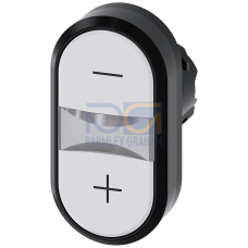 Illuminated twin pushbutton, 22 mm, round, plastic, white: -, white: +, pushbuttons, flat