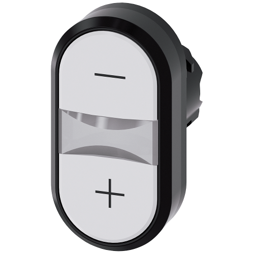 Illuminated twin pushbutton, 22 mm, round, plastic, white: -, white: +, pushbuttons, flat