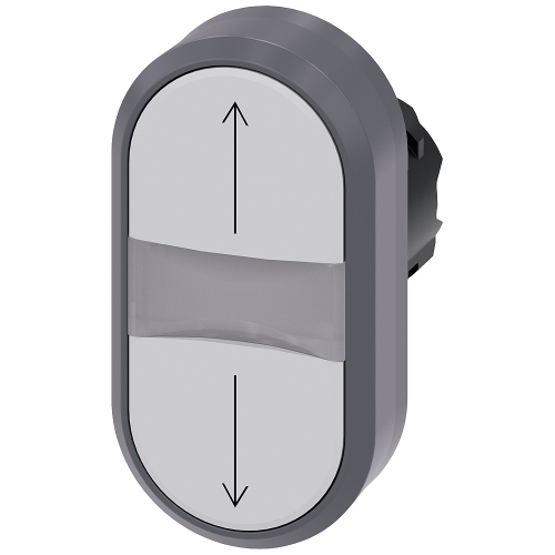 Twin pushbutton, 22 mm, round, plastic with metal front ring, white: arrow pointing up, white: arrow