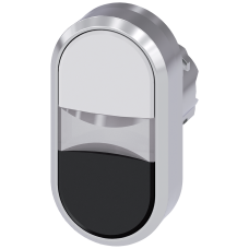 Twin pushbutton, 22 mm, round, metal, high gloss, white, black