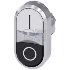 Twin pushbutton, 22 mm, round, metal, shiny, white: I, Black: O, pushbuttons, flat