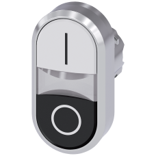 Twin pushbutton, 22 mm, round, metal, shiny, white: I, Black: O, pushbuttons, flat