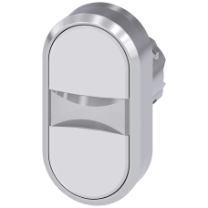 Twin pushbutton, 22 mm, round, metal, shiny, white, white, pushbuttons, flat