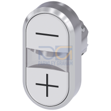 Twin pushbutton, 22 mm, round, metal, shiny, white: -, white: +, pushbuttons, flat