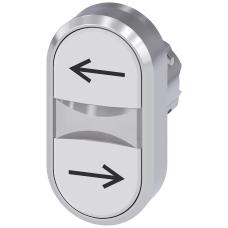 Twin pushbutton, 22 mm, round, metal, shiny, white: arrow pointing left, white: Arrow pointing right, pushbuttons, flat