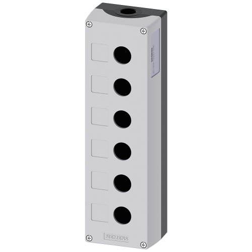 Enclosure for command devices, 22 mm, round, metal, gray, 6 command points