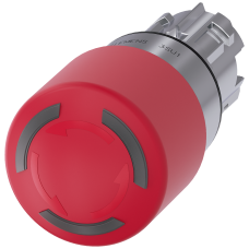Emergency stop mushroom pushbutton, illuminated, 22 mm, round, metal, high gloss, red, 30 mm