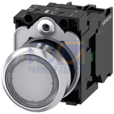 Pushbutton, illuminated, 22 mm, round, metal, high gloss, white, 1 NO