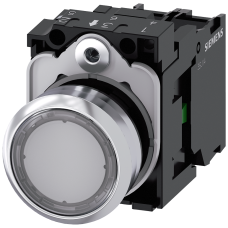 Pushbutton, illuminated, 22 mm, round, metal, high gloss, clear, button, 1 NO