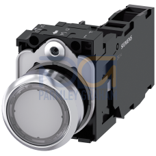 Pushbutton, illuminated, 22 mm, round, metal, high gloss, clear, button, 1 NO + 1 NC