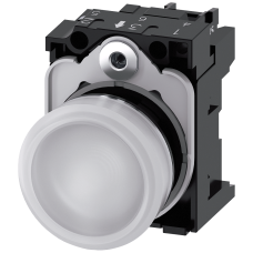 Indicator light, 22 mm, round, metal, high gloss, white, lens, smooth, 230 V AC