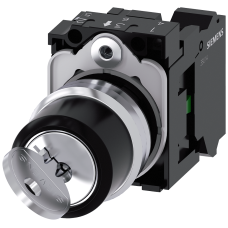 RONIS key-operated switch, 22 mm, round, metal, shiny, lock number SB30, with 2 keys, 2 switch posit