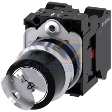 RONIS key-operated switch, 22 mm, round, metal, shiny, lock number SB30, with 2 keys, 2 switch posit