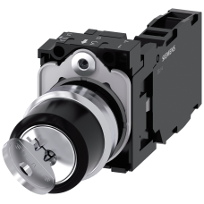 RONIS key-operated switch, 22 mm, round, metal, shiny, lock number SB30, with 2 keys, 2 switch posit