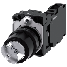 RONIS key-operated switch, 22 mm, round, plastic, lock number SB30, with 2 keys, 2 switch positions