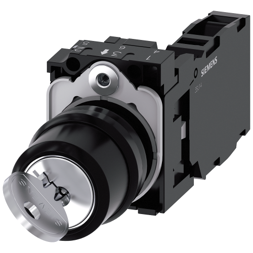 RONIS key-operated switch, 22 mm, round, plastic, lock number SB30, with 2 keys, 2 switch positions