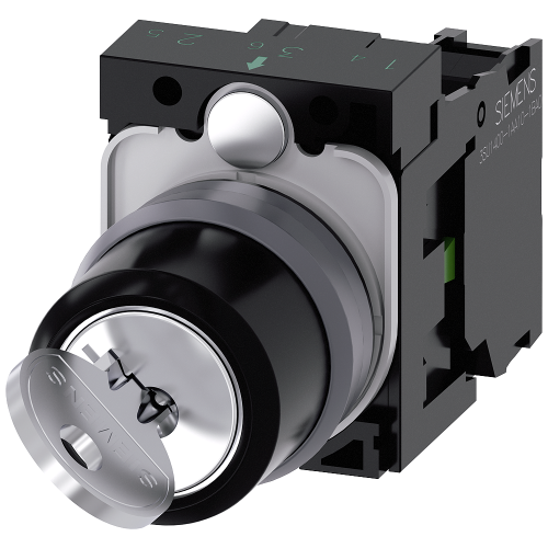 RONIS key-operated switch, 22 mm, round, plastic with metal front ring, lock number SB30, with 2 key