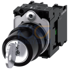 RONIS key-operated switch, 22 mm, round, plastic, lock number SB30, with 2 keys, 3 switch positions