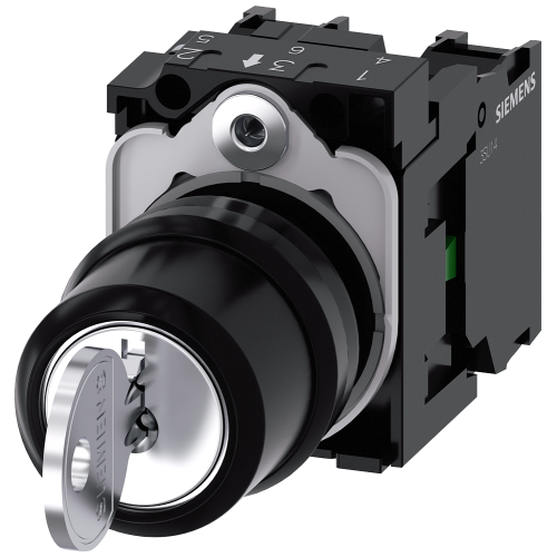 RONIS key-operated switch, 22 mm, round, plastic, lock number SB30, with 2 keys, 3 switch positions