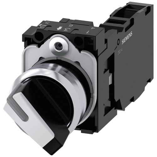 Toggle switch, illuminable, 22 mm, round, metal, high gloss, white, 1 NO+1 NC