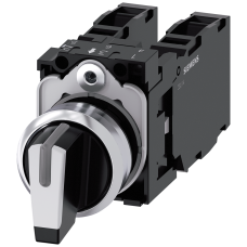 Toggle switch, illuminable, 22 mm, round, metal, high gloss, white, 2x1 NO+1 NC