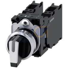 Toggle switch, illuminable, 22 mm, round, metal, high gloss, white, 2x1 NO+1 NC