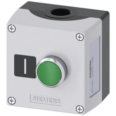Gray, 1 Command Point Metal, A=Pushbutton Green, 1No, Screw Terminal, Base Mounting, Label: I, Top And Bottom 1 X M20 Each