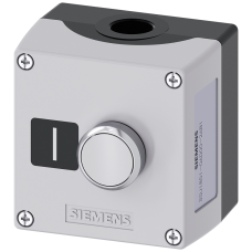 Gray, 1 Command Point Metal, A=Pushbutton White, 1No, Screw Terminal, Base Mounting, Label: I, Top And Bottom 1 X M20 Each