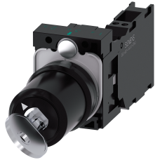 Key-operated switch Siemens, 22 mm, round, plastic, key removal O+I, 1NO+1NC
