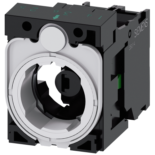 Holder for 3 modules, plastic, 1 NO, LED module, white, 6-24 V AC/DC, screw terminal
