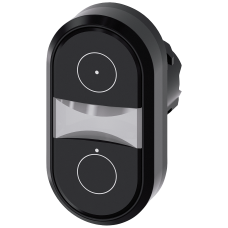 Twin pushbutton, 22 mm, round, plastic, Black: Symbol 5264 IEC 60417, Black: Symbol 5265 IEC 60417, pushbuttons, flat, horizontal installation