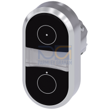 Twin pushbutton, 22 mm, round, metal, shiny, Black: Symbol 5264 IEC 60417, Black: Symbol 5265 IEC 60417, pushbuttons, flat horizontal installation