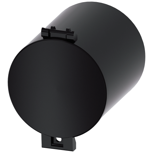 Sealable cap for pushbutton, raised, 22 mm, front ring, raised, castellated, black