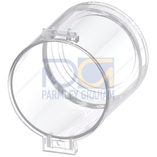 Sealable cap for pushbutton, raised, 22 mm, front ring, raised, castellated, clear