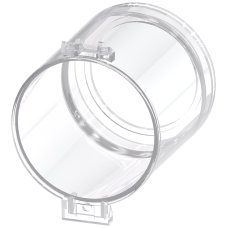 Sealable cap for pushbutton, raised, 22 mm, front ring, raised, castellated, clear