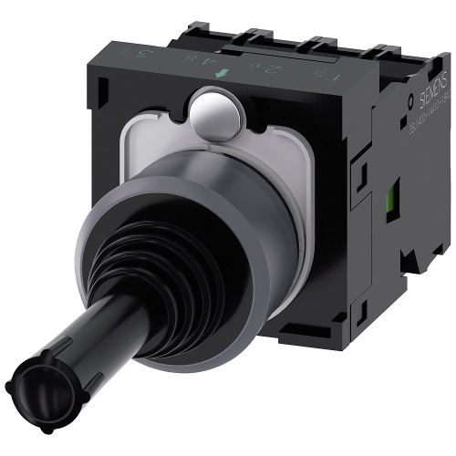 Coordinate switch, 22 mm, round, plastic with metal front ring, black, 4 switch positions, momentary contact type, without mechanical interlocking in O position, with holder, 1 NO, 1 NO, 1 NO, 1 NO, s