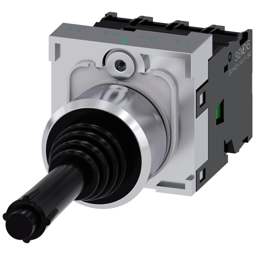 Coordinate switch, 22 mm, round, metal high gloss, black, latching