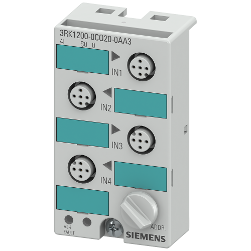 AS-i compact module K45, IP67, digital, 4x1 input, max. 200 mA, PNP, 4xM12 socket