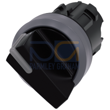 Selector switch, illuminable, 22 mm, round, plastic with metal front ring, black, selector switch, short, 2 switch positions O-I, latching, actuating angle 90&deg;, 10:30h/13:30h