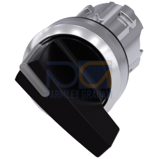 Toggle switch illuminable, 22 mm, round, metal, high gloss, black, knob long