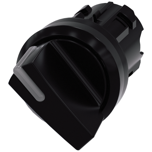 Illuminable selector switch, 22 mm, round, plastic, black, Selector switch short, 2 switch positions