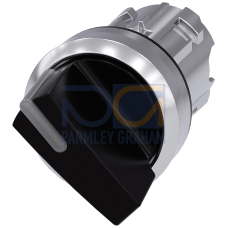 Illuminable selector switch, 22 mm, round, metal shiny, black, Selector switch short, 2 switch positions O-I, latching, actuating angle 90&deg;, 10:30 ...