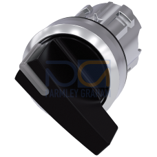 Toggle switch illuminable, 22 mm, round, metal, high gloss, black, knob long