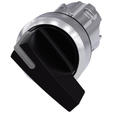 Toggle switch illuminable, 22 mm, round, metal, high gloss, black, knob long