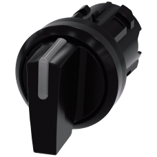 Illuminable selector switch, 22 mm, round, plastic, black, Selector switch short, 3 switch positions