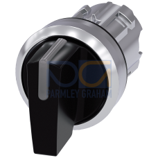 Illuminable selector switch, 22 mm, round, metal shiny, black, Selector switch short, 3 switch posit
