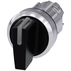 Illuminable selector switch, 22 mm, round, metal shiny, black, Selector switch short, 3 switch posit