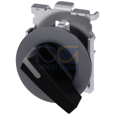 Toggle switch illuminable, 30 mm, round, metal, matt, black, knob long